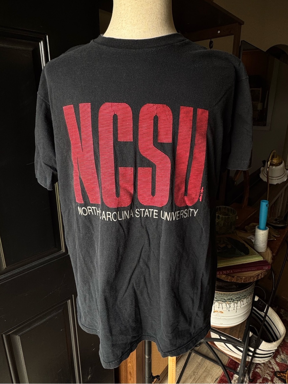 Delta Black T-Shirt with Red NCSU Graphic